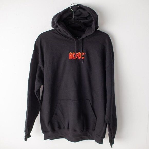 AC/DC Cozy Fleece Studded AC/DC Hooded Sweatshirt Vinyl Icons Large‎ - Picture 1 of 4